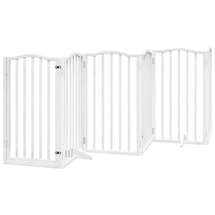hundelåge med dør 12 paneler 600 cm foldbar poppeltræ hvid