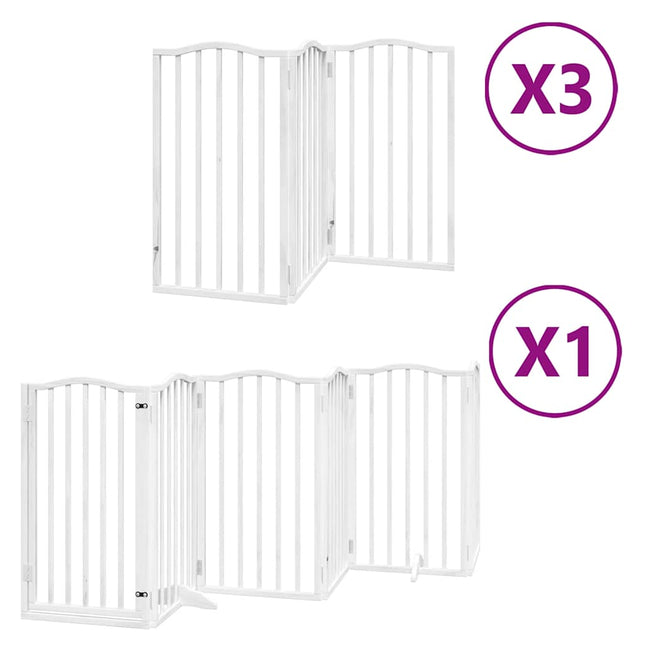 hundelåge med dør 15 paneler 750 cm foldbar poppeltræ hvid