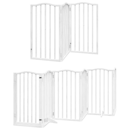 hundelåge med dør 15 paneler 750 cm foldbar poppeltræ hvid