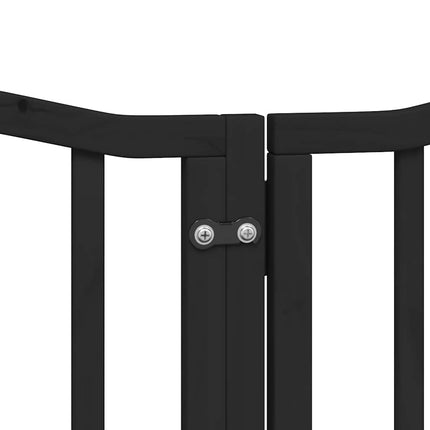 hundelåge med dør 9 paneler 450 cm foldbar poppeltræ sort