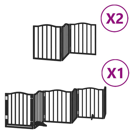 hundelåge med dør 12 paneler 600 cm foldbar poppeltræ sort