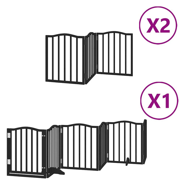hundelåge med dør 12 paneler 600 cm foldbar poppeltræ sort
