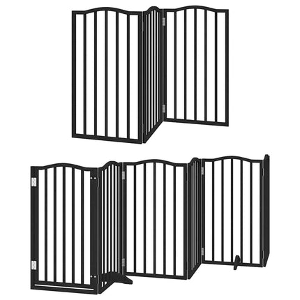 hundelåge med dør 15 paneler 750 cm foldbar poppeltræ sort