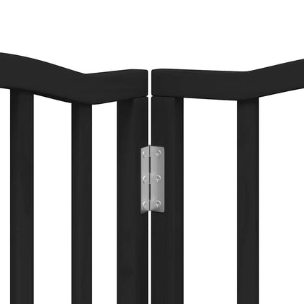 hundelåge med dør 15 paneler 750 cm foldbar poppeltræ sort