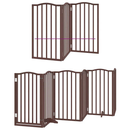 hundelåge med dør 9 paneler 450 cm foldbar poppeltræ brun
