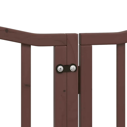 hundelåge med dør 9 paneler 450 cm foldbar poppeltræ brun