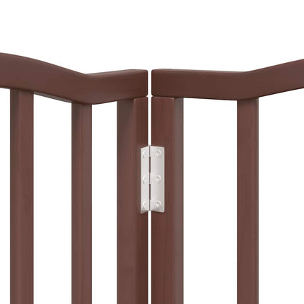 hundelåge med dør 9 paneler 450 cm foldbar poppeltræ brun