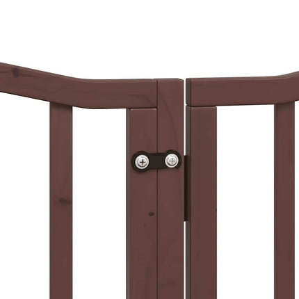 hundelåge med dør 12 paneler 600 cm foldbar poppeltræ brun