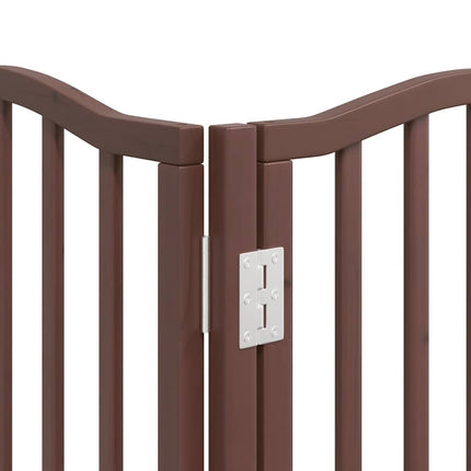 hundelåge med dør 15 paneler 750 cm foldbar poppeltræ brun