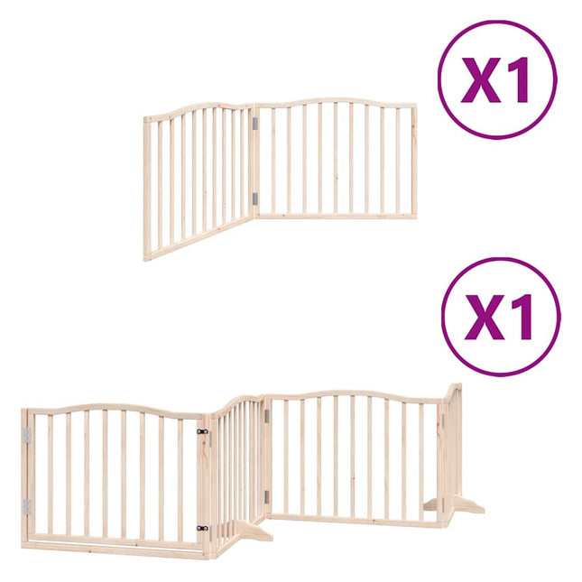 hundelåge med dør 6 paneler 480 cm foldbar poppeltræ
