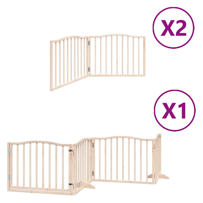 hundelåge med dør 8 paneler 640 cm foldbar poppeltræ