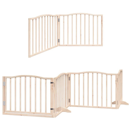 hundelåge med dør 8 paneler 640 cm foldbar poppeltræ