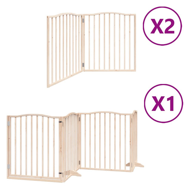 hundelåge med dør 8 paneler 640 cm foldbar poppeltræ