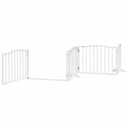 hundelåge med dør 8 paneler 640 cm foldbar poppeltræ hvid