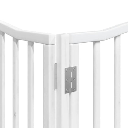 hundelåge med dør 8 paneler 640 cm foldbar poppeltræ hvid