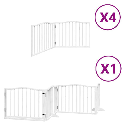 hundelåge med dør 12 paneler 960 cm foldbar poppeltræ hvid