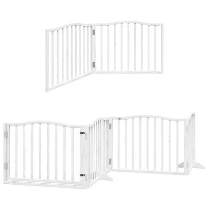 hundelåge med dør 12 paneler 960 cm foldbar poppeltræ hvid
