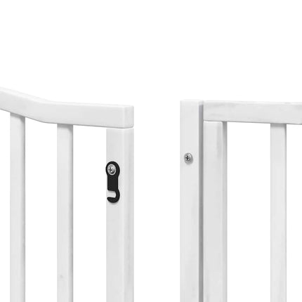 hundelåge med dør 12 paneler 960 cm foldbar poppeltræ hvid