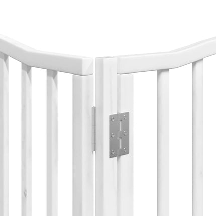 hundelåge med dør 12 paneler 960 cm foldbar poppeltræ hvid