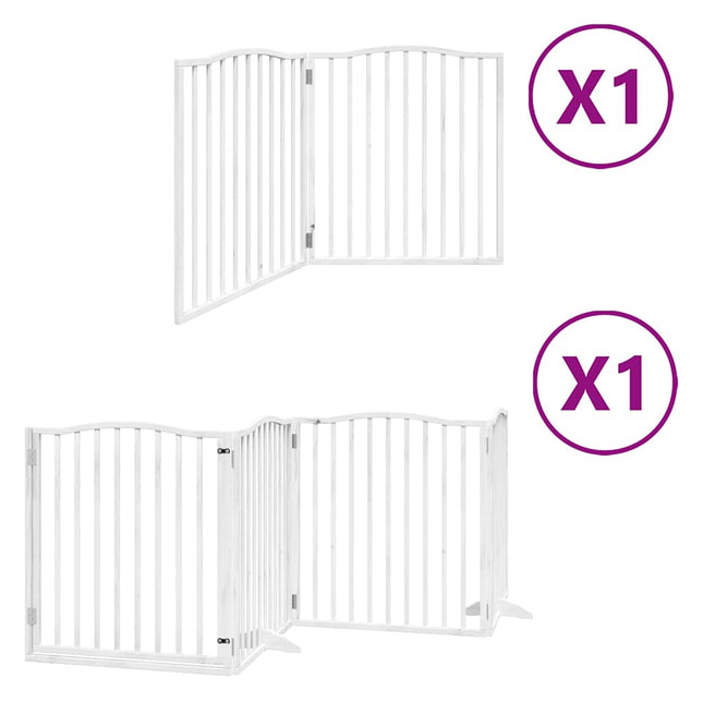 hundelåge med dør 6 paneler 480 cm foldbar poppeltræ hvid