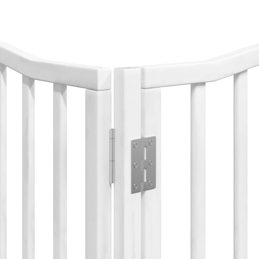 hundelåge med dør 6 paneler 480 cm foldbar poppeltræ hvid