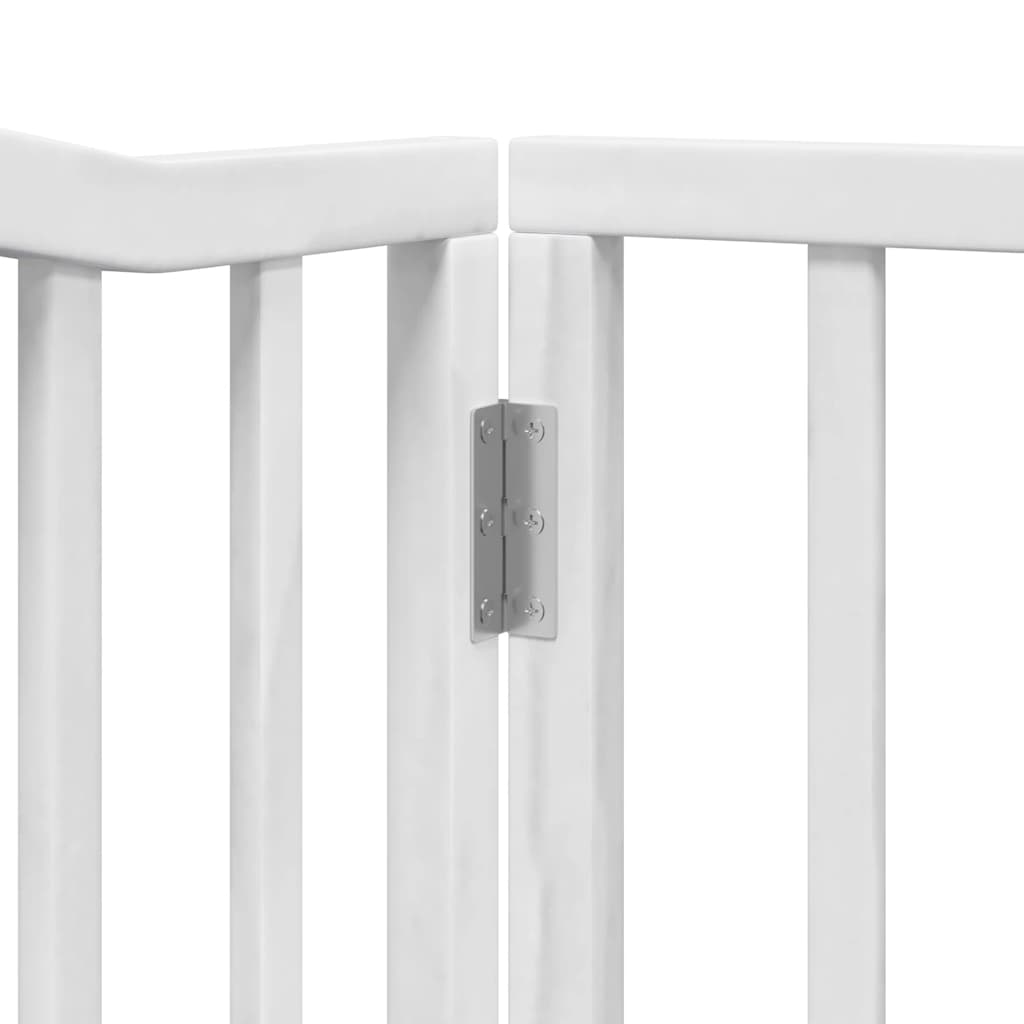 hundelåge med dør 8 paneler 640 cm foldbar poppeltræ hvid