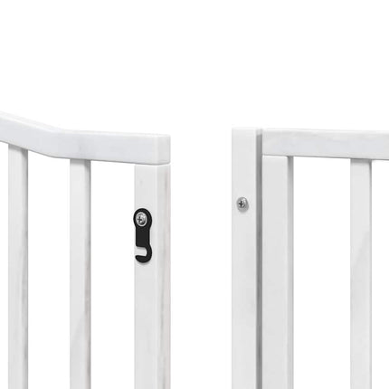 hundelåge med dør 8 paneler 640 cm foldbar poppeltræ hvid
