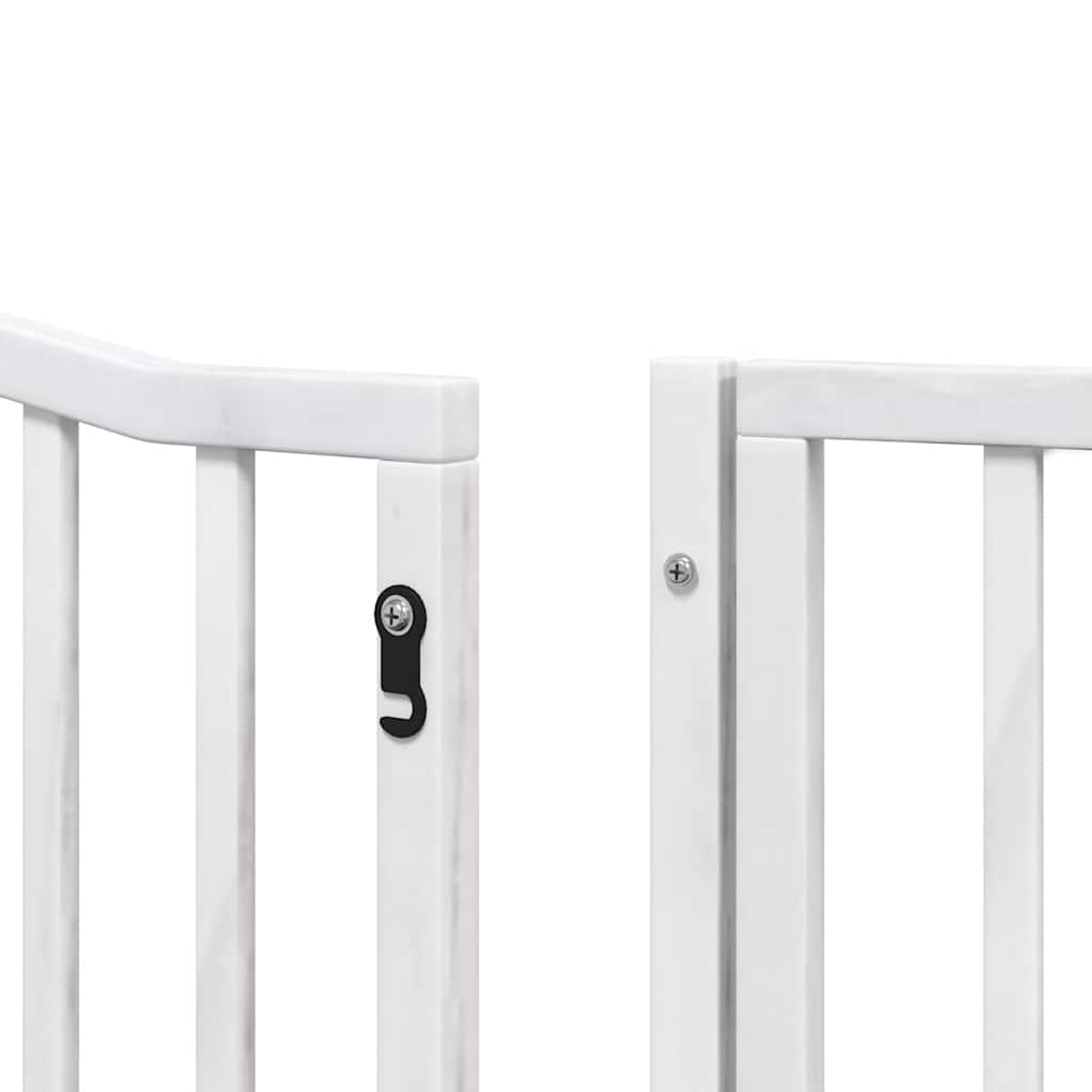 hundelåge med dør 10 paneler 800 cm foldbar poppeltræ hvid