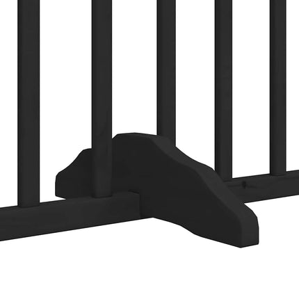 hundelåge med dør 8 paneler 640 cm foldbar poppeltræ sort