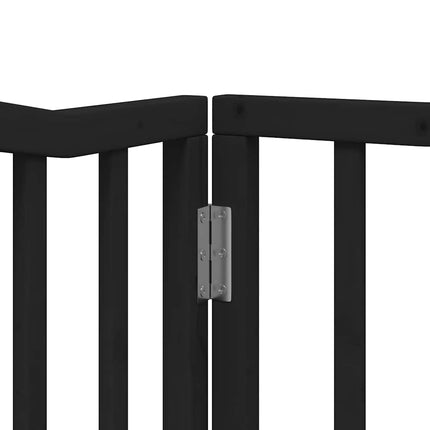 hundelåge med dør 8 paneler 640 cm foldbar poppeltræ sort