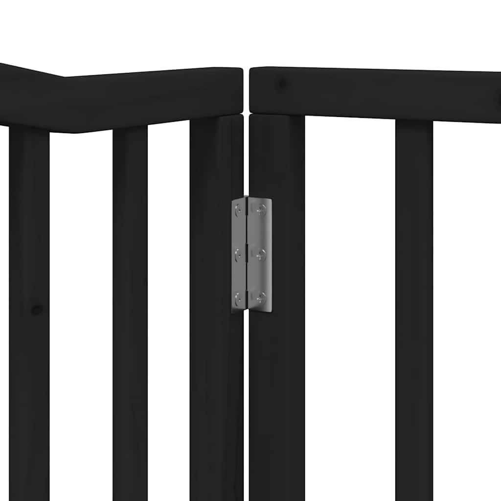 hundelåge med dør 6 paneler 480 cm foldbar poppeltræ sort