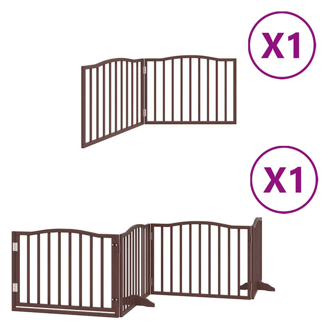 hundelåge med dør 6 paneler 480 cm foldbar poppeltræ brun