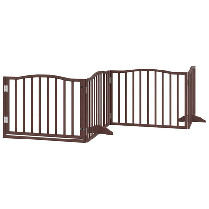 hundelåge med dør 6 paneler 480 cm foldbar poppeltræ brun