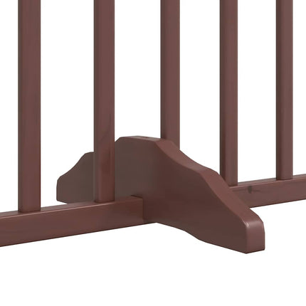 hundelåge med dør 6 paneler 480 cm foldbar poppeltræ brun