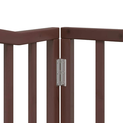 hundelåge med dør 6 paneler 480 cm foldbar poppeltræ brun