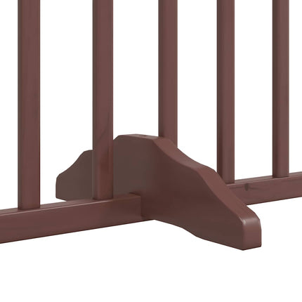 hundelåge med dør 8 paneler 640 cm foldbar poppeltræ brun