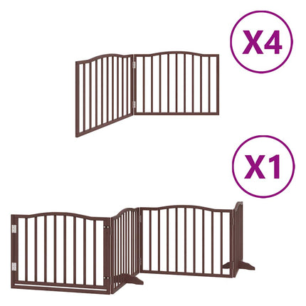 hundelåge med dør 12 paneler 960 cm foldbar poppeltræ brun