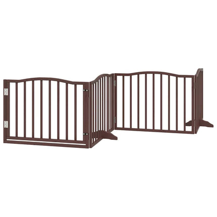 hundelåge med dør 12 paneler 960 cm foldbar poppeltræ brun