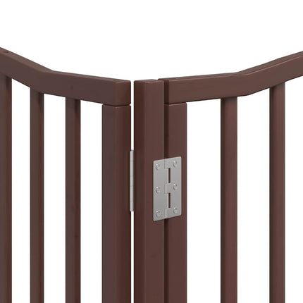 hundelåge med dør 12 paneler 960 cm foldbar poppeltræ brun