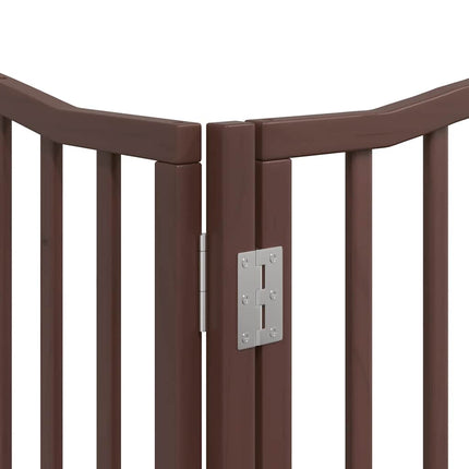 hundelåge med dør 8 paneler 640 cm foldbar poppeltræ brun