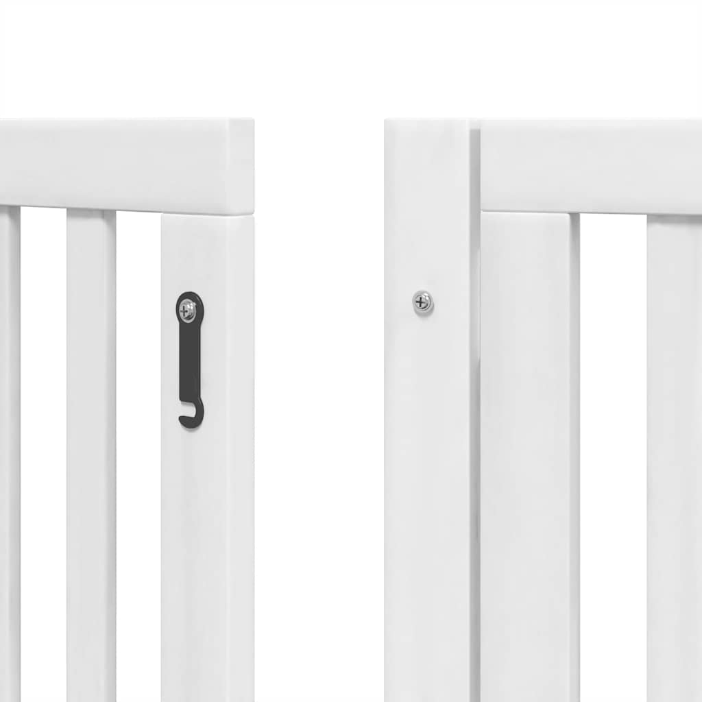 hundelåge med dør 9 paneler 450 cm foldbar poppeltræ hvid