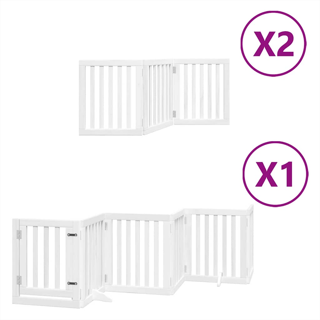 hundelåge med dør 12 paneler 600 cm foldbar poppeltræ hvid