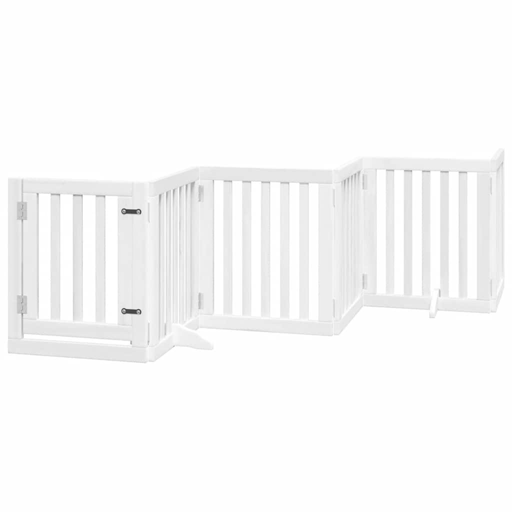 hundelåge med dør 12 paneler 600 cm foldbar poppeltræ hvid