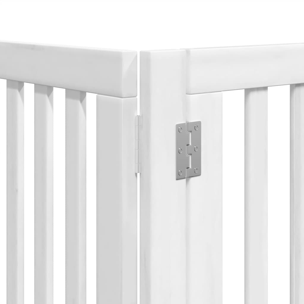 hundelåge med dør 12 paneler 600 cm foldbar poppeltræ hvid