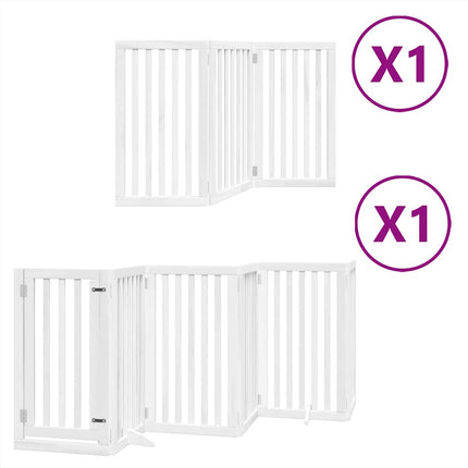 hundelåge med dør 9 paneler 450 cm foldbar poppeltræ hvid