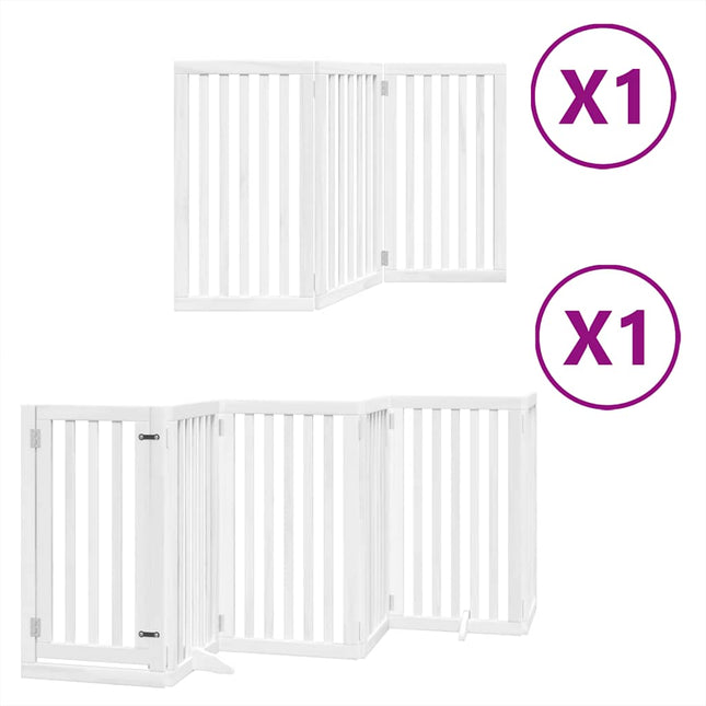 hundelåge med dør 9 paneler 450 cm foldbar poppeltræ hvid