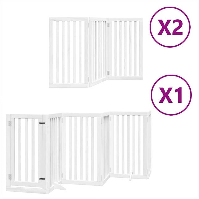 hundelåge med dør 12 paneler 600 cm foldbar poppeltræ hvid
