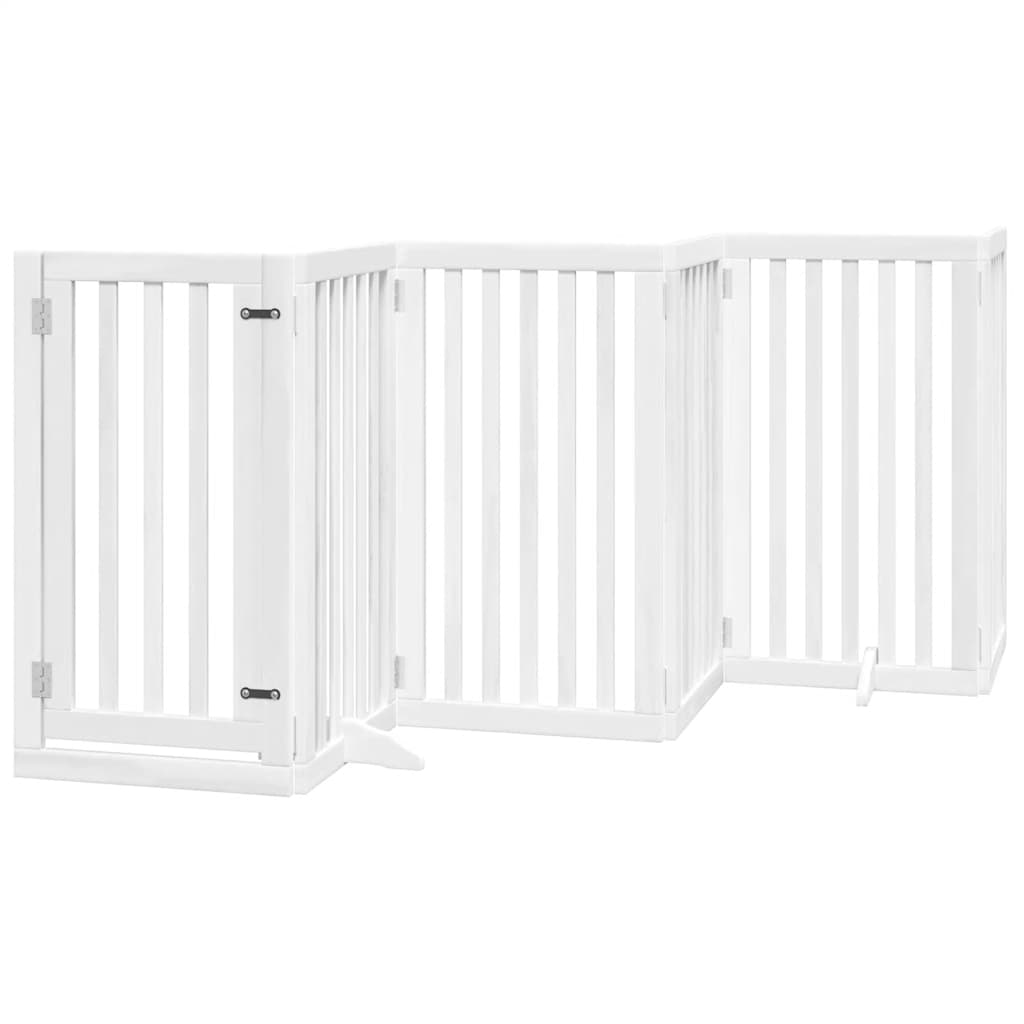 hundelåge med dør 12 paneler 600 cm foldbar poppeltræ hvid
