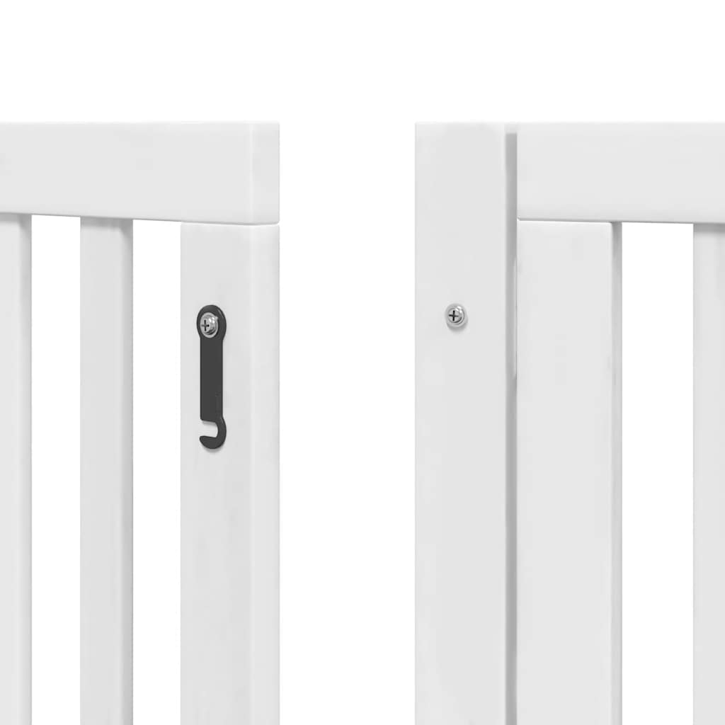hundelåge med dør 12 paneler 600 cm foldbar poppeltræ hvid