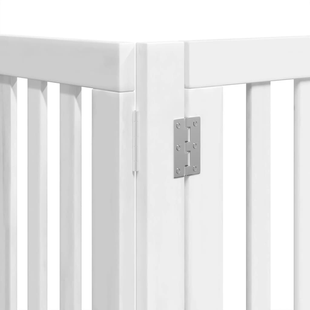 hundelåge med dør 12 paneler 600 cm foldbar poppeltræ hvid